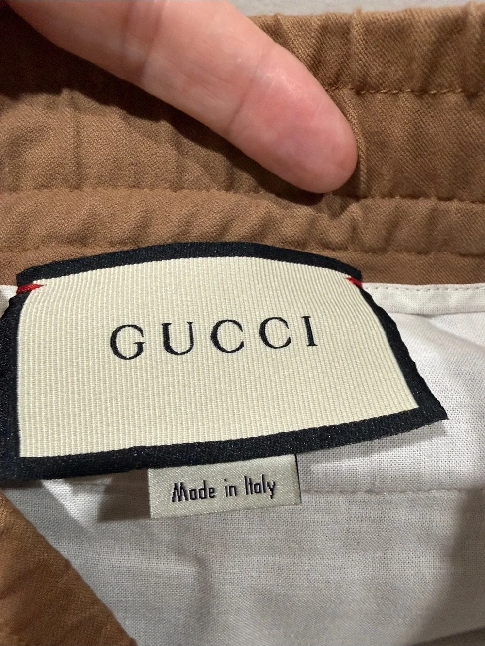 Gucci Military Drill Brown Cotton Elastic Tapered Pants Size 46